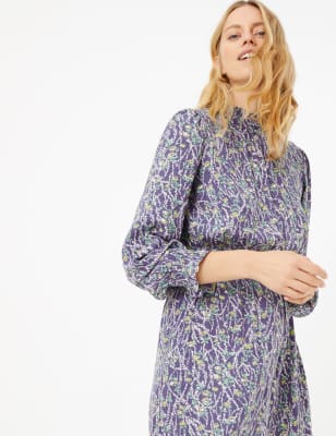 Floral Waisted Midi Dress, M&S Collection