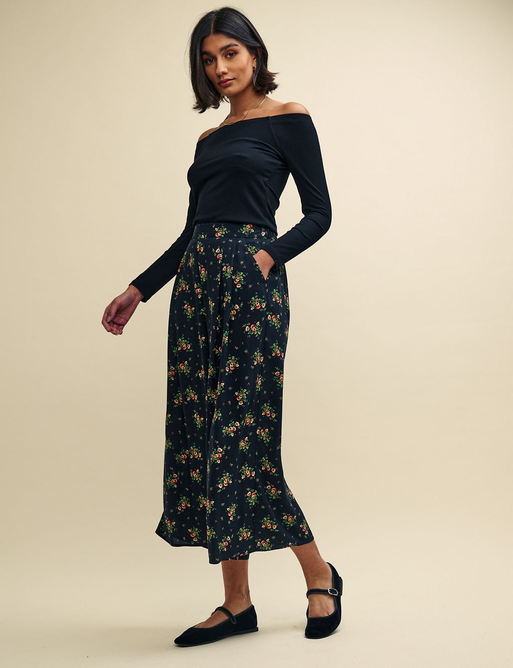 Floral Wide Leg Cropped Trousers 2 of 4