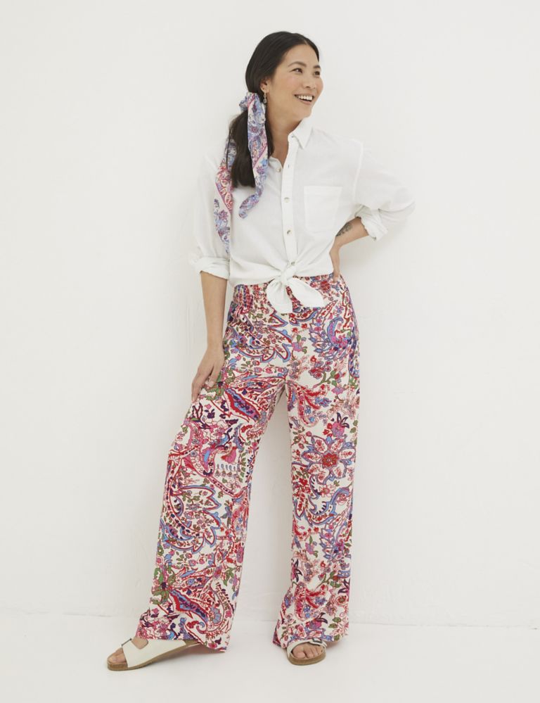 Paisley Print Wide Leg Beach Trousers, M&S Collection