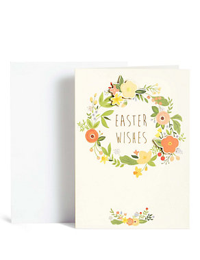 Floral Wreath Easter Wishes Card Image 2 of 4