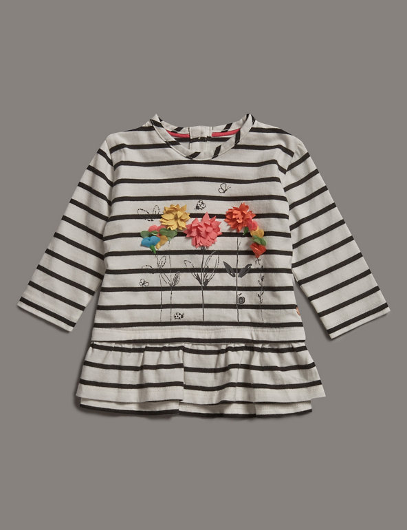Flower Appliqué Striped Tee Image 1 of 2