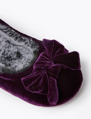 Velvet bow store slippers