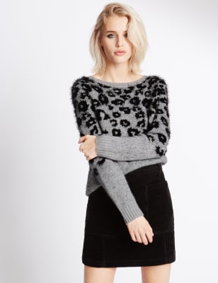 Leopard print store jumper m&s