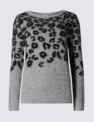 Fluffy leopard print clearance jumper