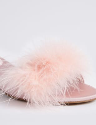 ladies fluffy mule slippers