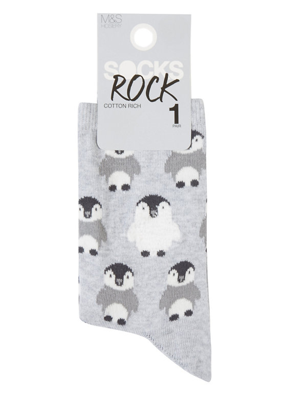 Fluffy Penguin Socks Image 1 of 2