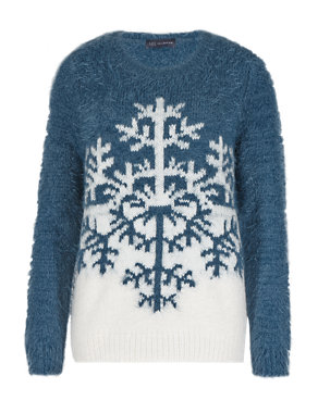 Fluffy Snowflake Christmas Jumper Image 2 of 4