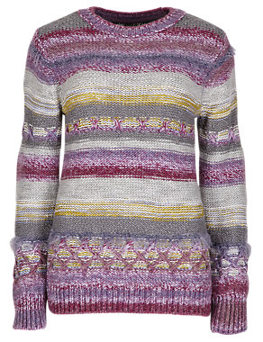 Fluffy Striped Jumper with Wool Image 2 of 4