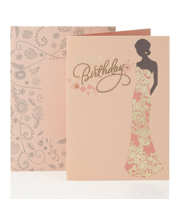 Foiled Floral Birthday Greetings Card Image 1 of 2