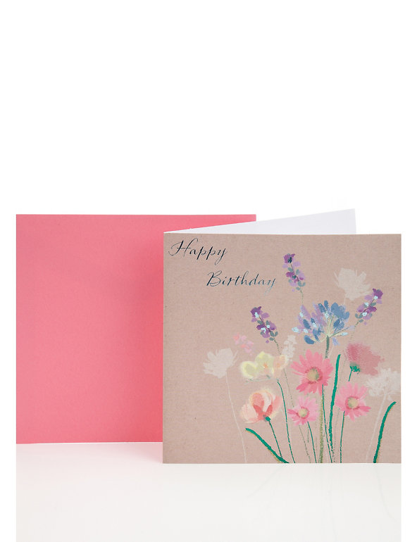 Foiled Flowers Birthday Greetings Card Image 1 of 1