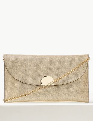 Sequin Chain Clutch Strap Bag, M&S Collection