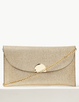 Sequin Chain Clutch Strap Bag, M&S Collection