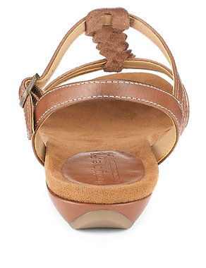 Footglove™ Original Leather Wide Fit Plait Gladiator Sandals Image 2 of 4