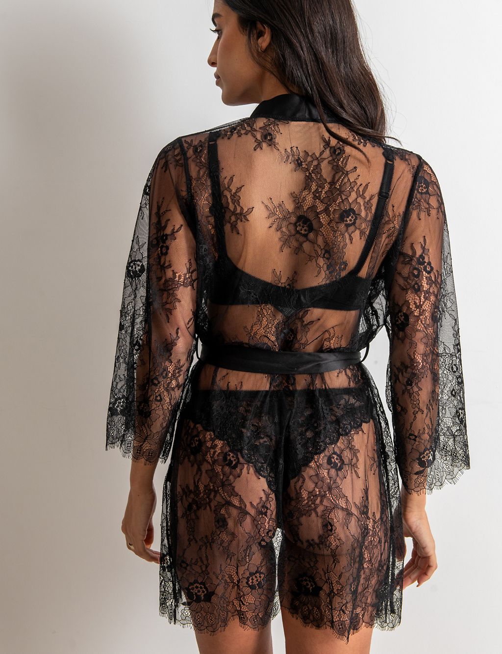 For Your Eyes Only Floral Lace Short Robe 2 of 5