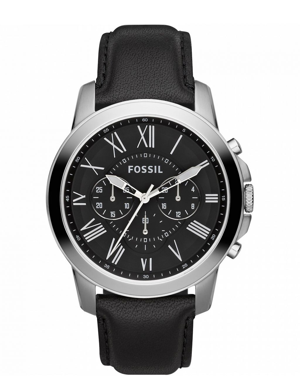 Fossil Grant Black Leather Chronograph Watch 3 of 4
