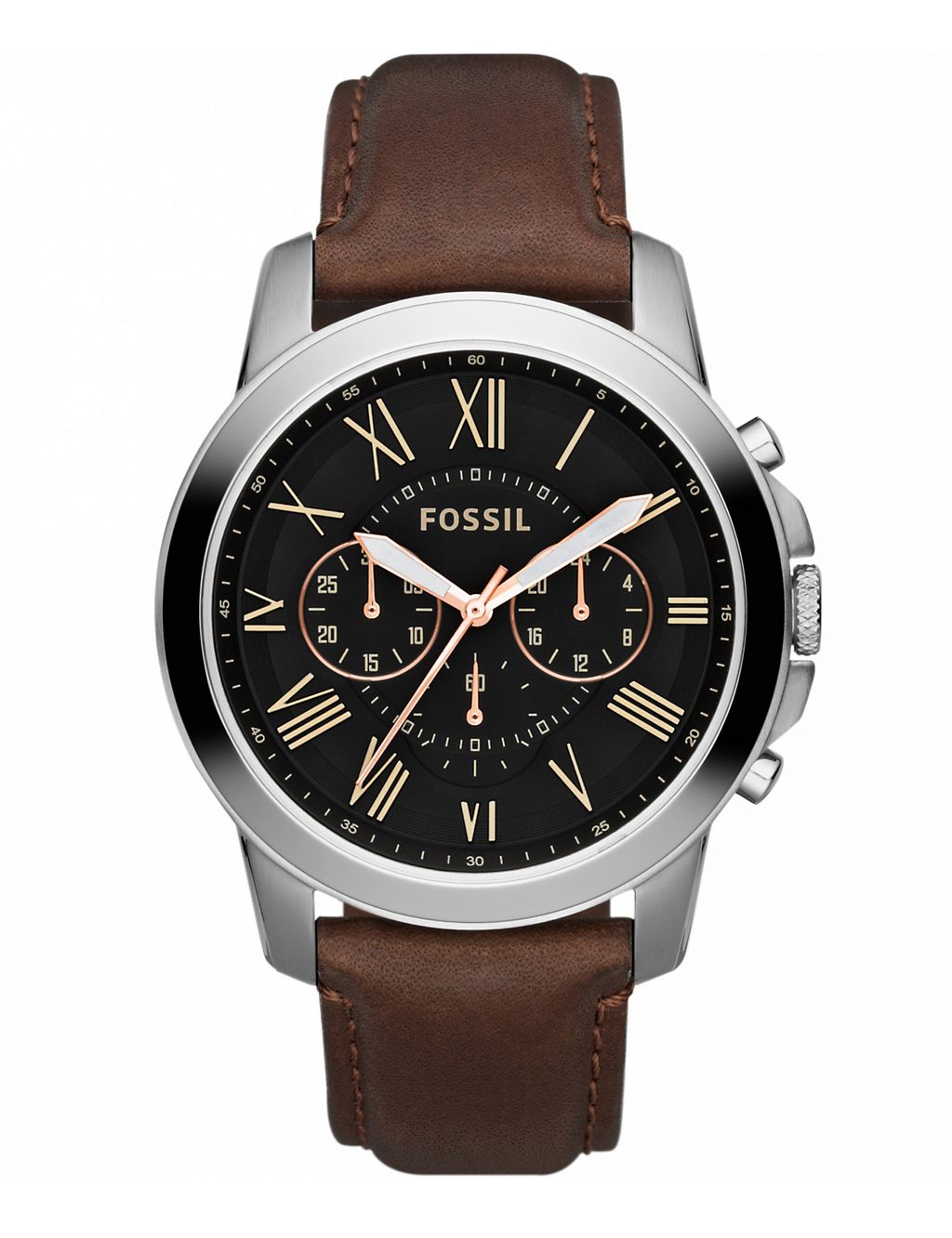 Fossil Grant Brown Leather Chronograph Watch 3 of 4