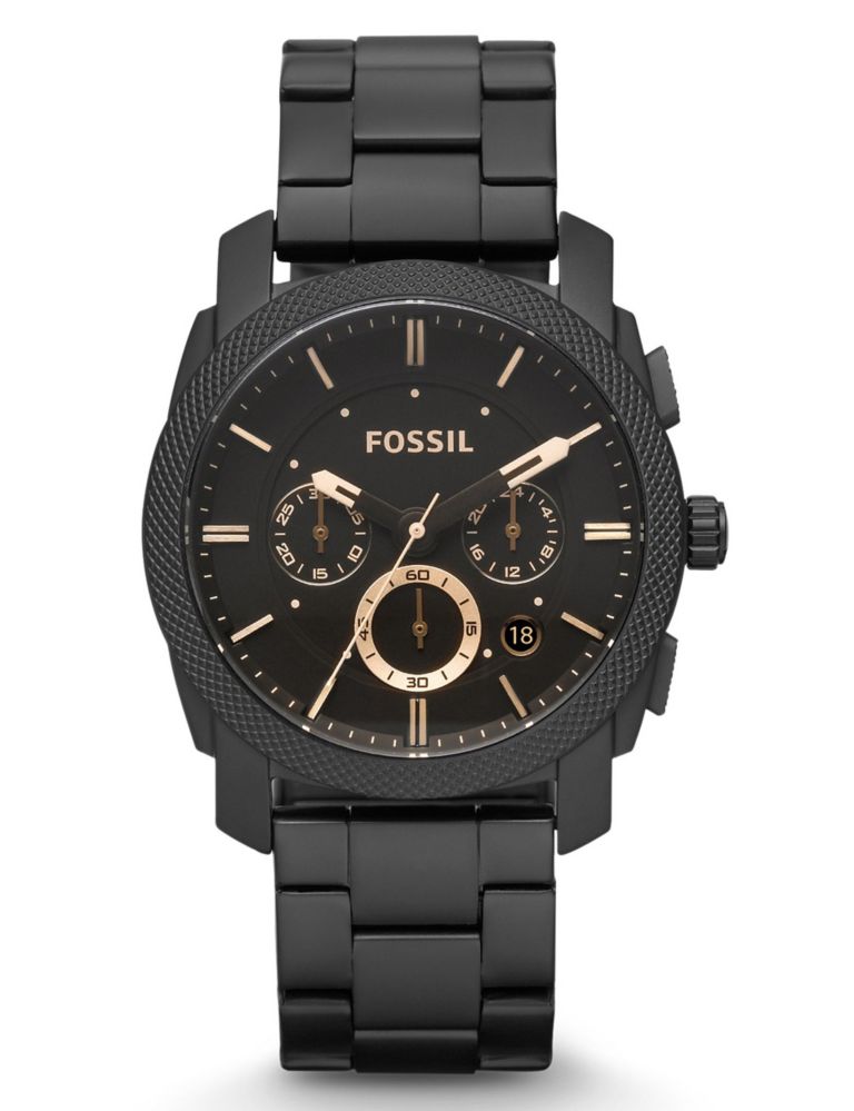 Fossil Machine Black Stainless Steel Chronograph Watch 1 of 4