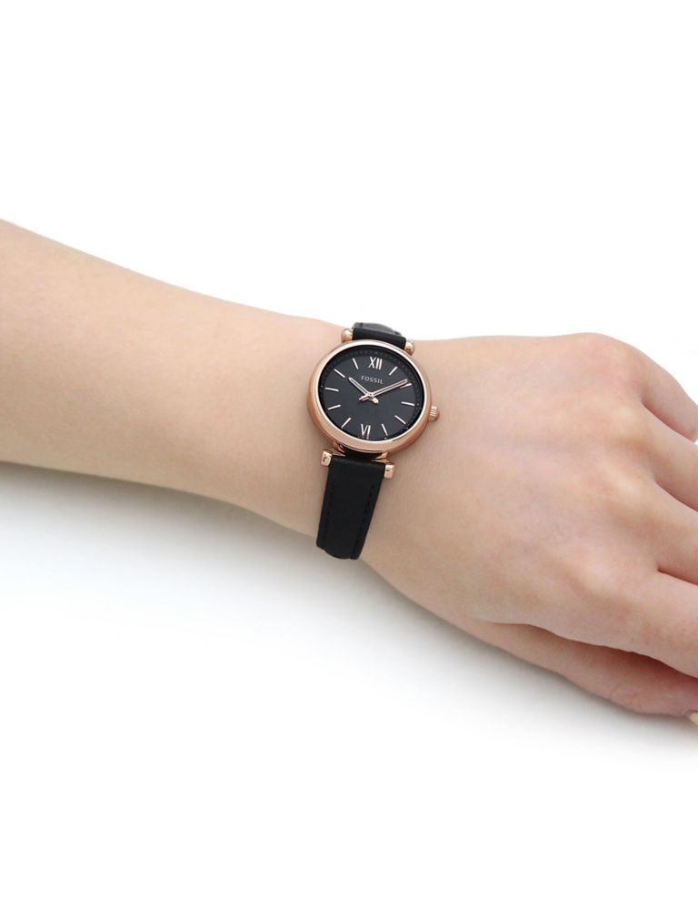 Fossil Mini Carlie Black Leather Watch 5 of 5