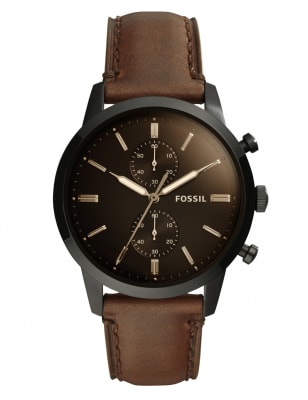 Fossil Townsman Brown Leather Automatic Watch | Fossil | M&S