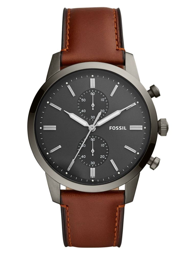 Fossil Townsman Brown Leather Watch 1 of 3