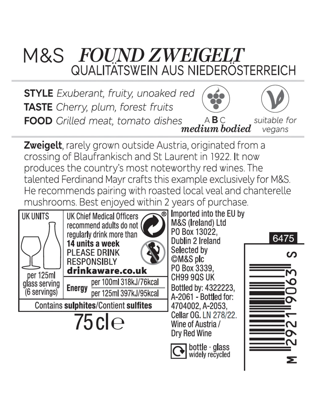 Found Zweigelt Case of 6 M&S