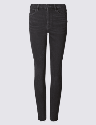 frayed hem high waisted skinny jeans