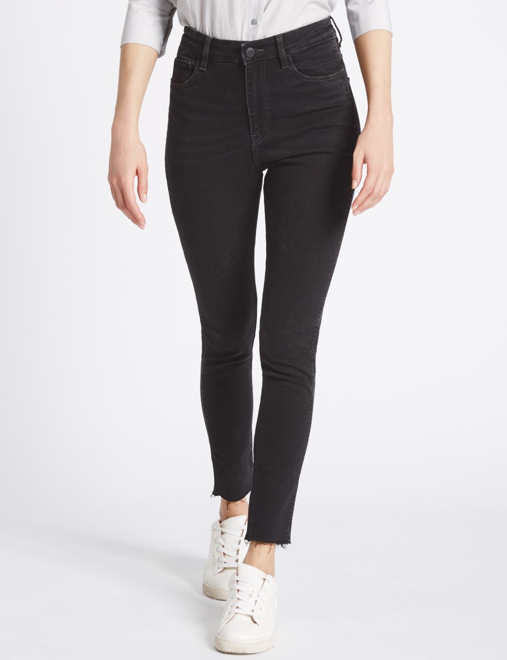 Frayed Hem High Waist Skinny Leg Jeans | M&S Collection | M&S
