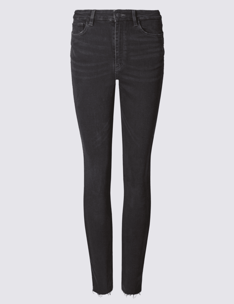 Frayed Hem High Waist Skinny Leg Jeans M S Collection M S