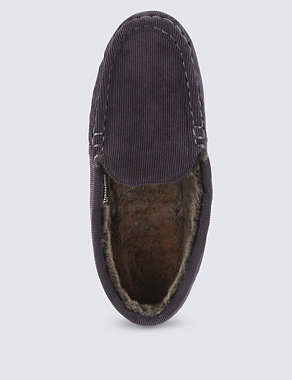 Freshfeet™ Corduroy Moccasin Slippers with Thinsulate™ Image 2 of 4
