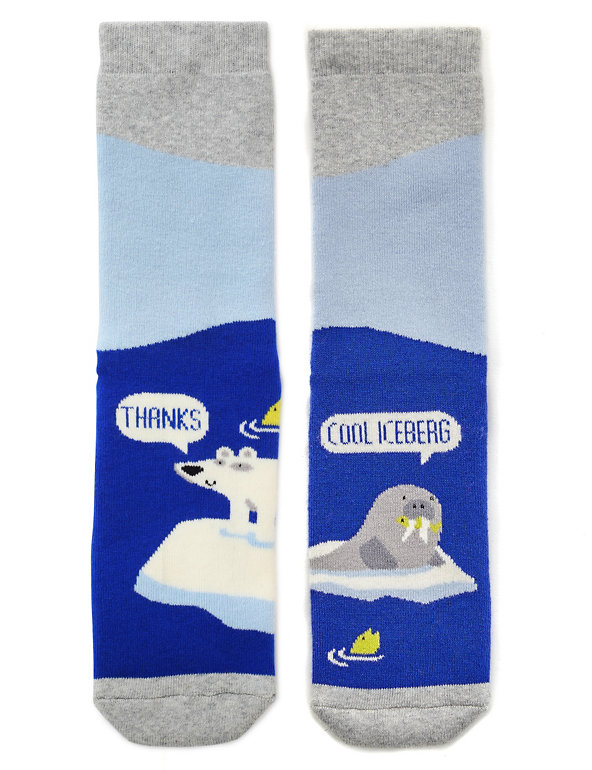 Freshfeet™ Cotton Rich Winter Scene Terry Socks with Silver Technology (5-14 Years) Image 1 of 1