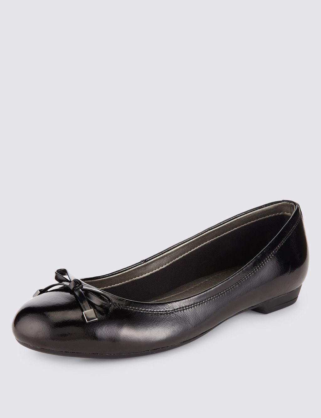 Freshfeet™ Leather Flat Bow Pumps with Insoli®a Flex® 2 of 4