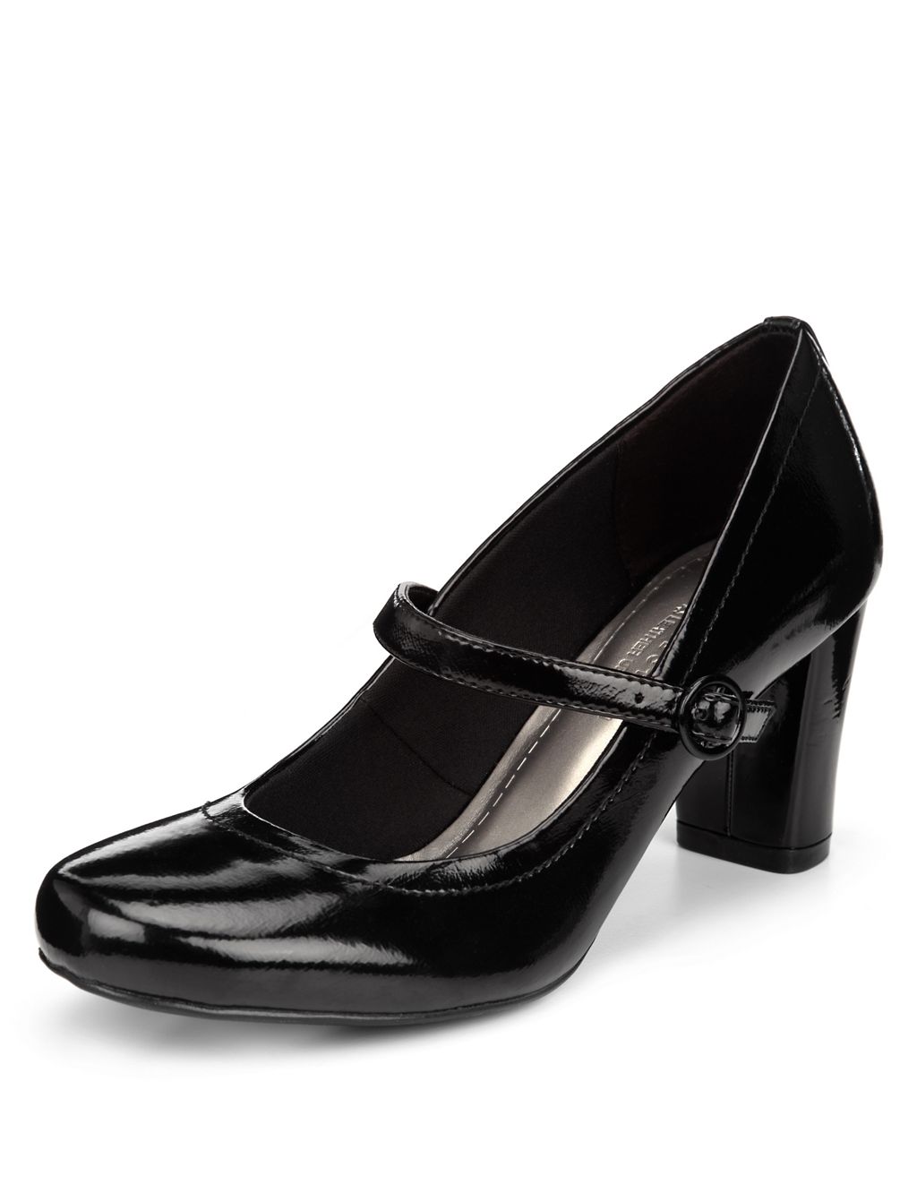 Freshfeet™ Leather Patent Finish Dolly Court Shoes with Insolia® & Silver Technology 2 of 4