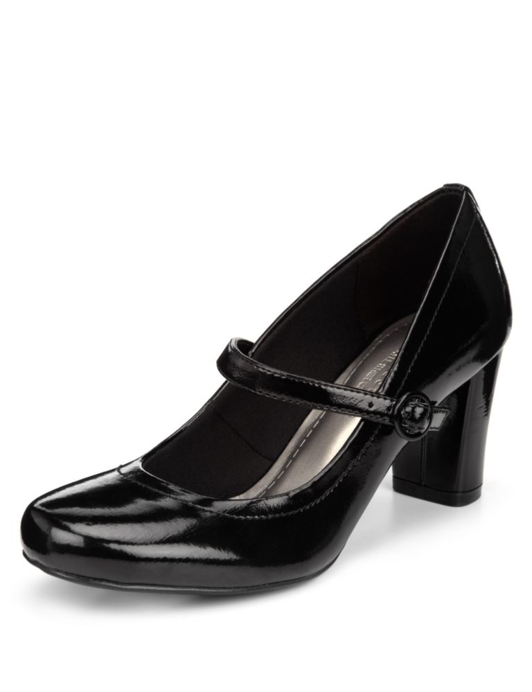 Freshfeet™ Leather Patent Finish Dolly Court Shoes with Insolia® & Silver Technology 1 of 4