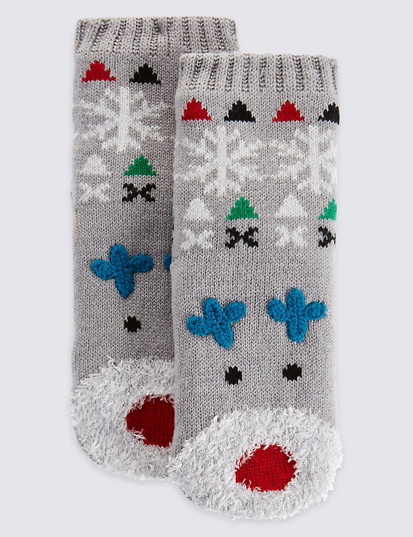 Freshfeet™ Reindeer Moccasin Socks (2-10 Years) Image 1 of 1