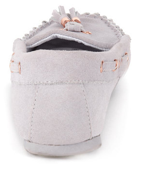 Freshfeet™ Suede Tassel Moccasin Slippers with Silver Technology Image 2 of 5