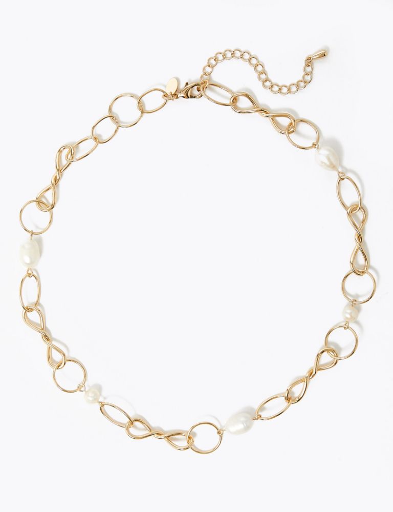 Freshwater Pearl Twist Chain Link Necklace 1 of 1