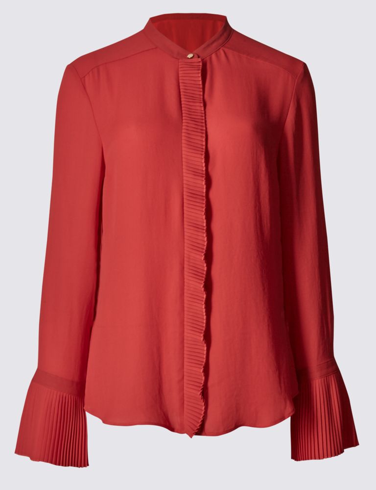 Frill Collared Neck Long Sleeve Blouse 2 of 4