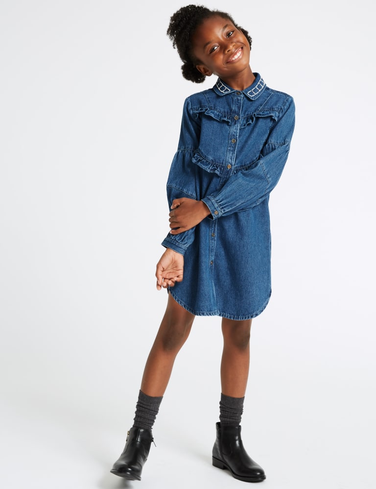 Frill sale denim dress