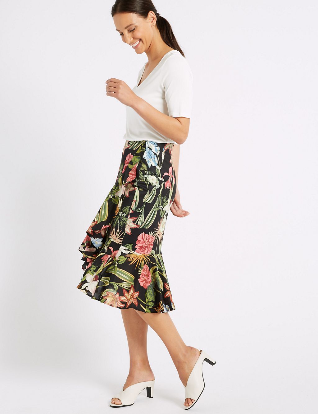Frill Hem Floral Print Wrap Skirt 4 of 6