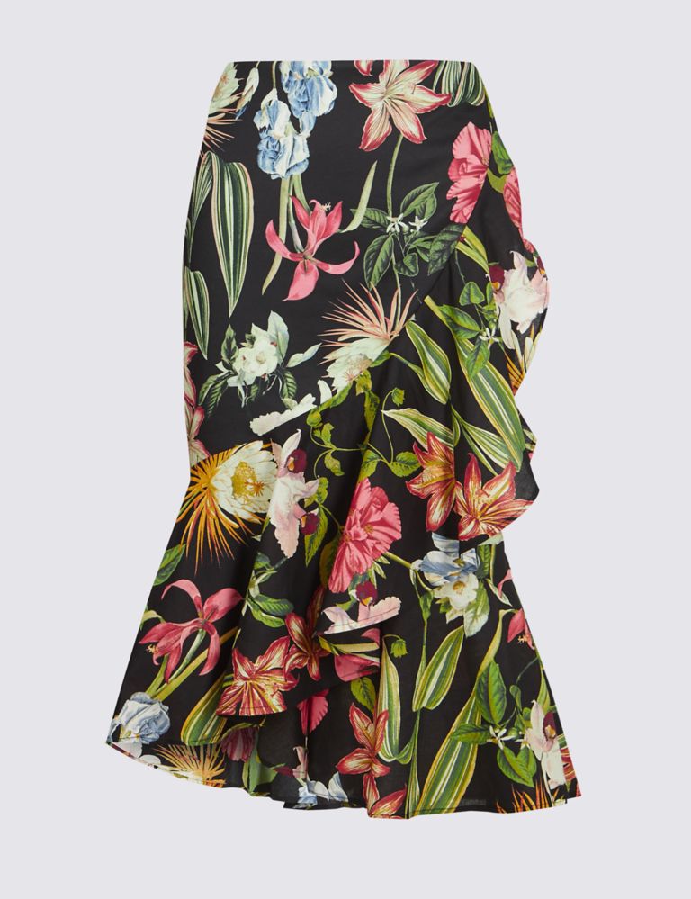 Frill Hem Floral Print Wrap Skirt 3 of 6