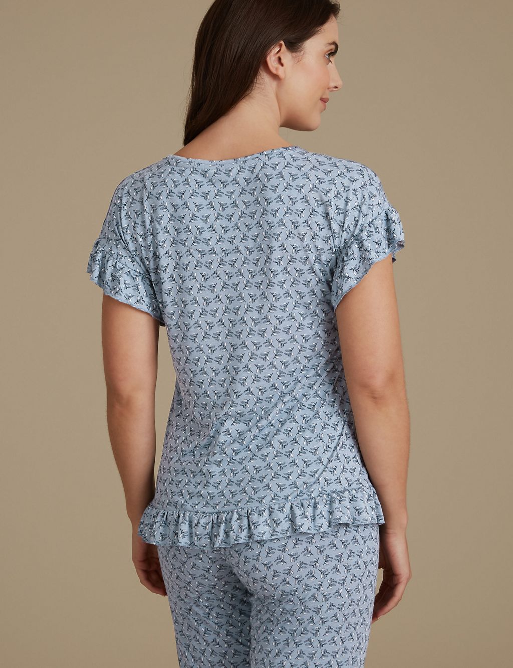 Frill Hem Printed Short Sleeve Pyjama Top 2 of 6