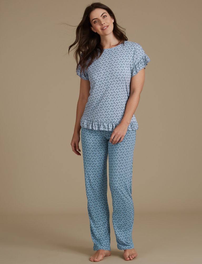 Frill Hem Printed Short Sleeve Pyjama Top 4 of 6
