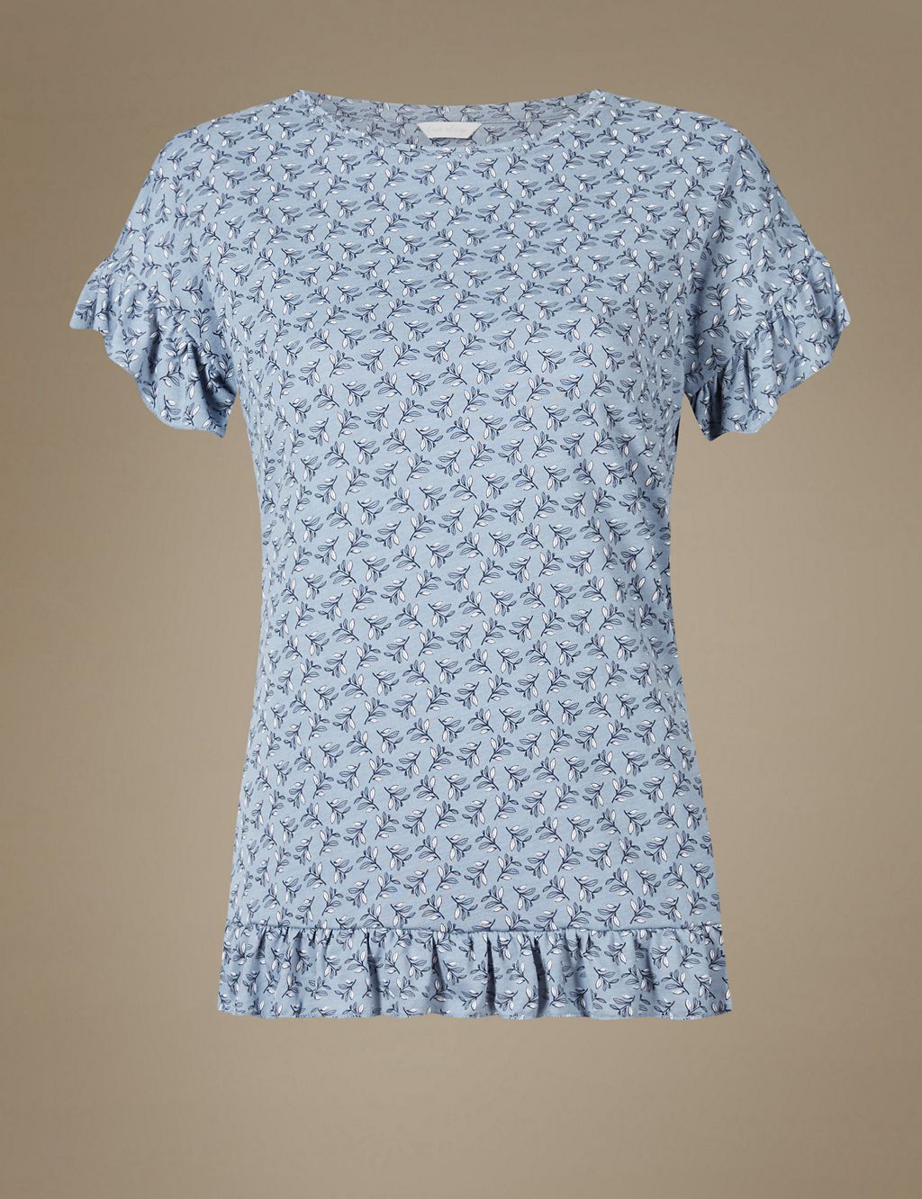 Frill Hem Printed Short Sleeve Pyjama Top 1 of 6
