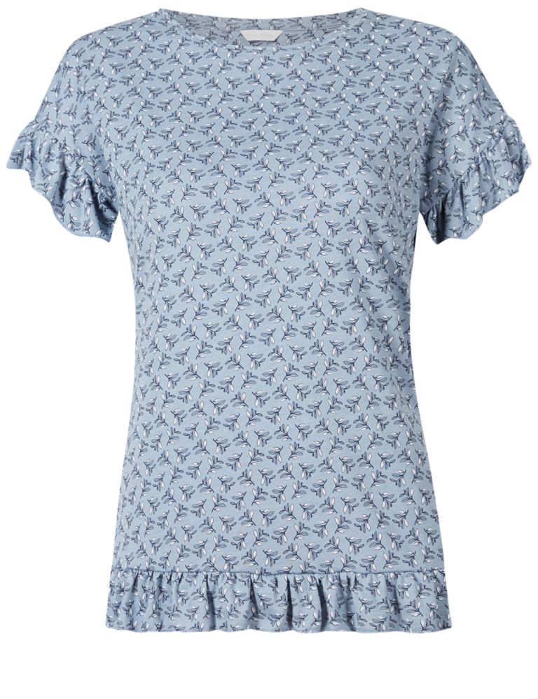 Frill Hem Printed Short Sleeve Pyjama Top 5 of 6