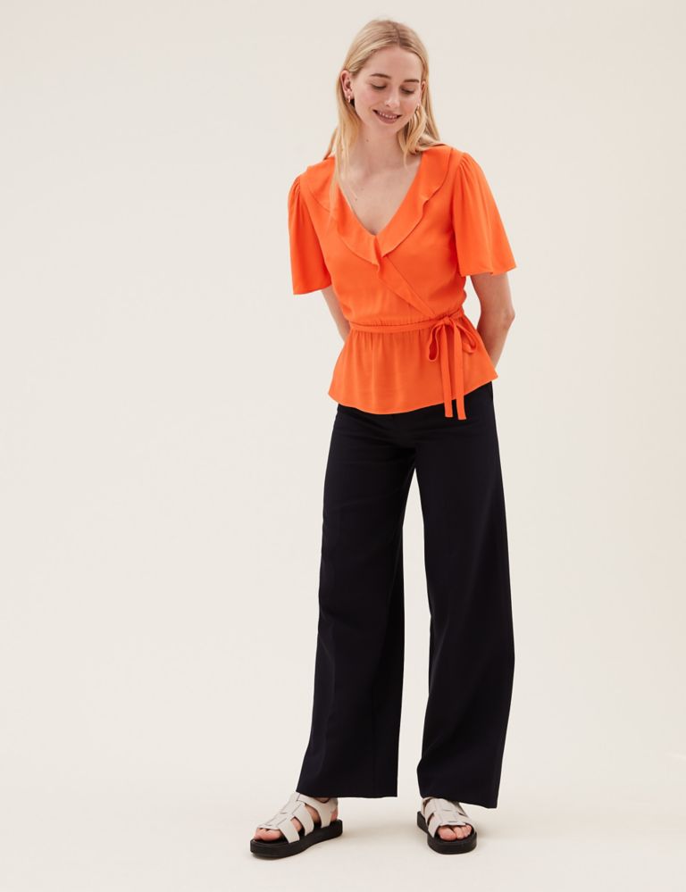 Frill Neck Angel Sleeve Wrap Top 3 of 5