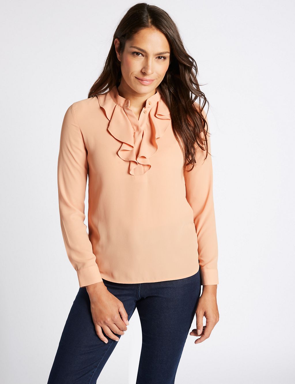 Frill Round Neck Long Sleeve Blouse 3 of 5