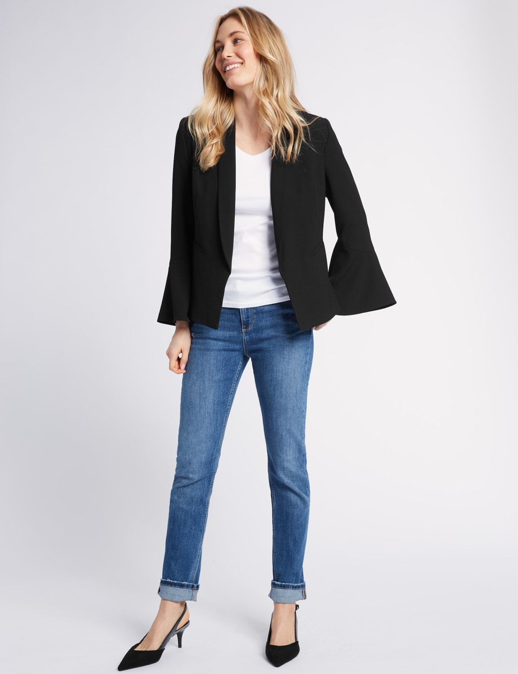 Frill sleeve blazer top