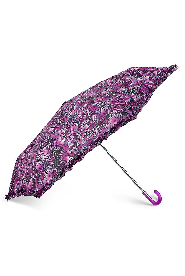 Frill Trim Butterfly Print Umbrella Image 1 of 2