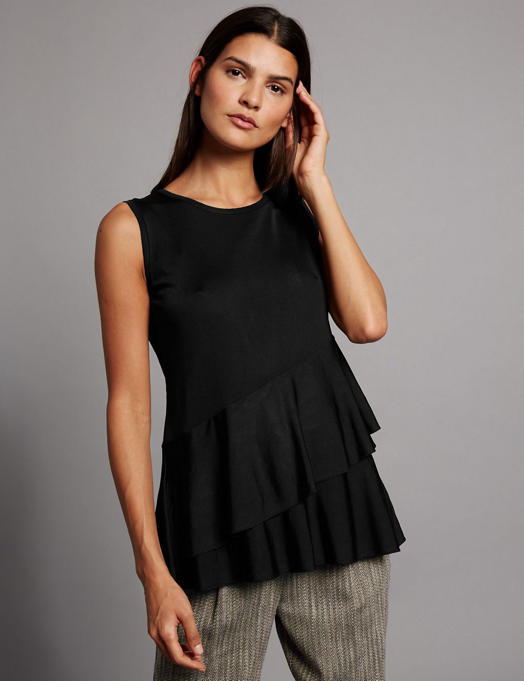 Frilled Asymmetric Round Neck Jumper 3 of 5