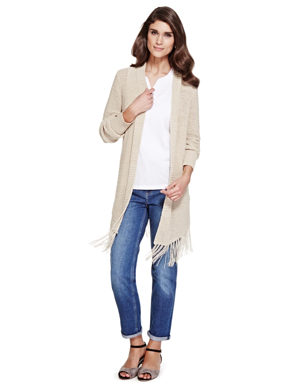Long cardigan with online tassels